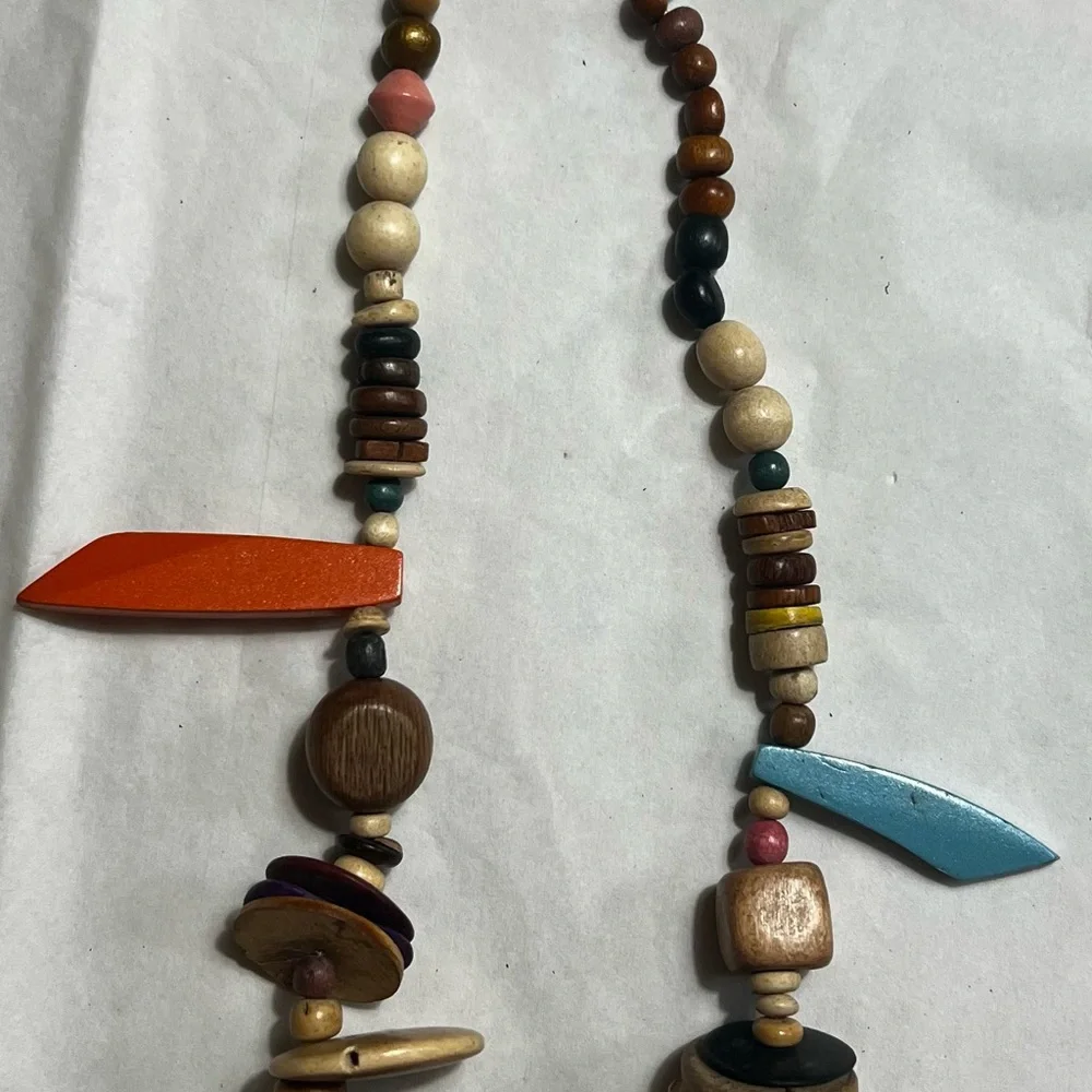 Vintage Wood Handcrafted Bead Necklace